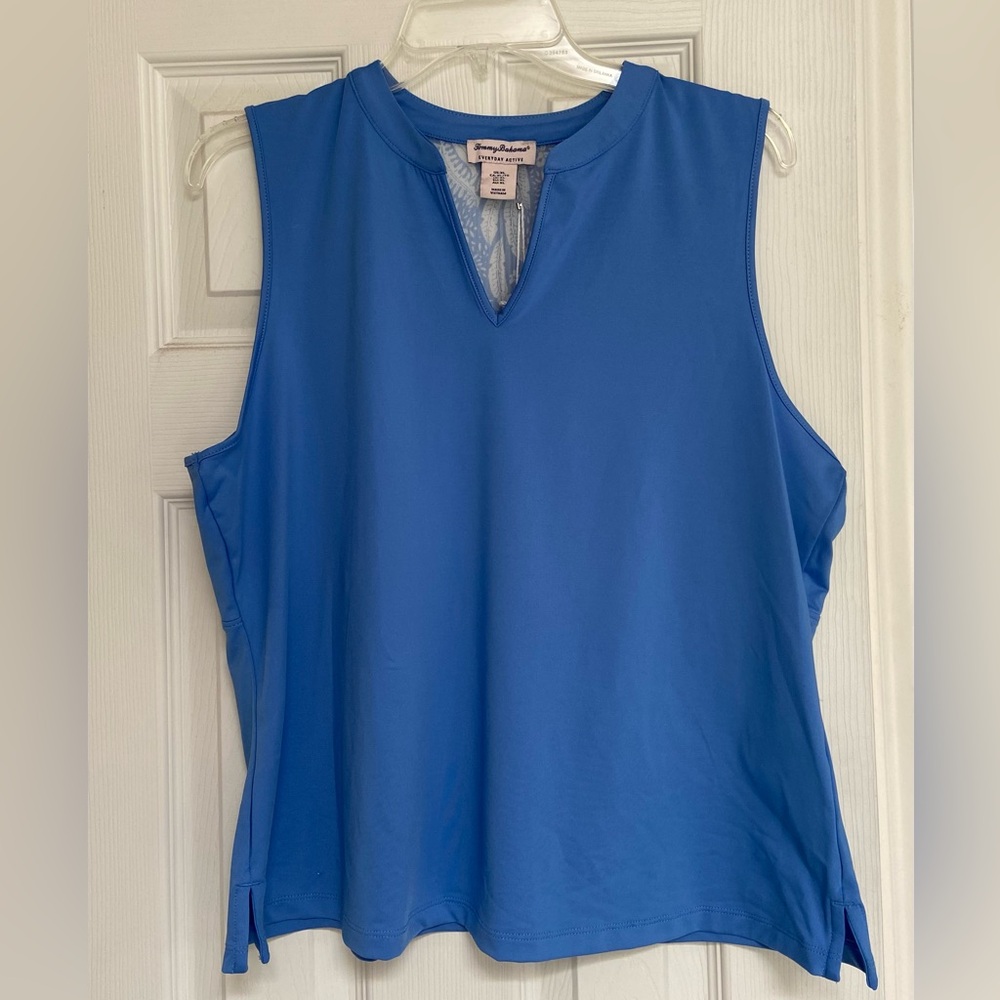 NWT Tommy Bahama Everyday Active Women’s Blue Sleeveless Top with Mesh Panel, XL